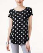 Alfani Petite Dot-print Shirttail T-shirt, Created For Macy's