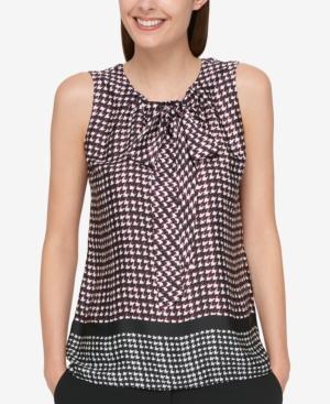 Tommy Hilfiger Bow-front Houndstooth Blouse