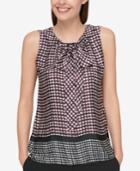 Tommy Hilfiger Bow-front Houndstooth Blouse