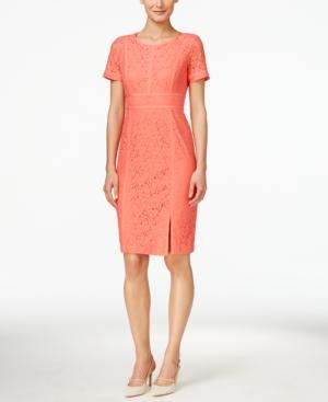 Calvin Klein Short-sleeve Floral-lace Sheath Dress