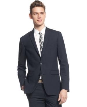 Bar Iii Navy Solid Extra Slim-fit Jacket