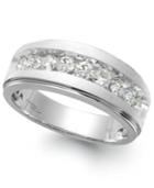 Men's Nine-stone Diamond Ring In 10k White Gold (1 Ct. T.w.)