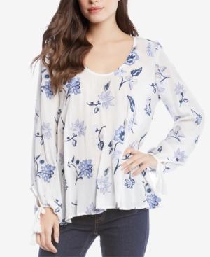 Karen Kane Floral-print Tie-sleeve Top