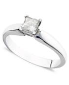 Certified Princess-cut Diamond Solitaire Engagement Ring In 14k White Gold (3/8 Ct. T.w.)