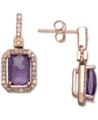Amethyst (1-3/4 Ct. T.w.) & Diamond (1/5 Ct. T.w.) Drop Earrings In 14k Rose Gold