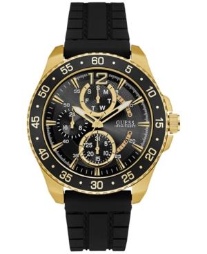 Guess Men's Jet Black Silicone Strap Watch 44mm U0798g3