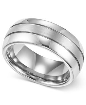 Triton Men's Ring, 8mm White Tungsten 3-row Wedding Band