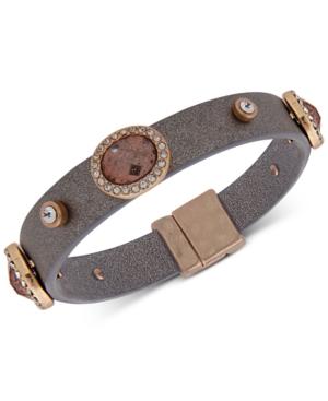 Lonna & Lilly Gold-tone Crystal & Stone Faux Leather Flex Bracelet