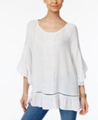 Style & Co Ruffled Lace-trim Top, Only At Macy's