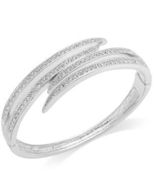 Charter Club Silver-tone Crystal Pave Bypass Bracelet