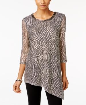 Jm Collection Petite Asymmetrical Swirl Top, Only At Macy's