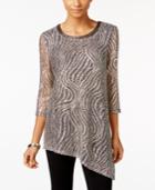 Jm Collection Petite Asymmetrical Swirl Top, Only At Macy's
