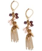 Lonna & Lilly Gold-tone Bead & Fringe Drop Earrings