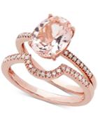 Love Rocks Bridal Morganite (2-3/8 Ct. T.w) & Diamond (1/5 Ct. T.w) Bridal Set In 14k Rose Gold