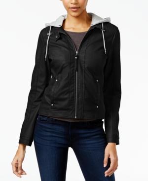 Celebrity Pink Hooded Faux-leather Jacket