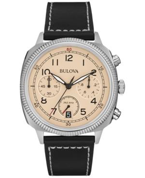 Bulova Men's Uhf Black Leather Strap Watch 43mm 96b231
