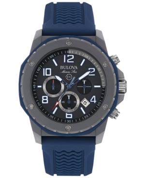 Bulova Men's Chronograph Marine Star Blue Silicone Strap Watch 44mm 98b246