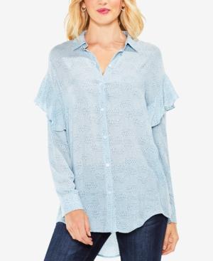 Vince Camuto Flounce Shoulder Button-down Top