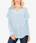 Vince Camuto Flounce Shoulder Button-down Top
