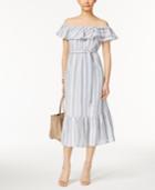 Grace Elements Cotton Chambray Off-the-shoulder Dress