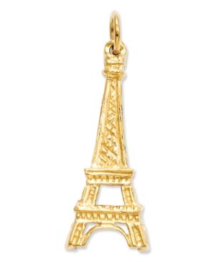 14k Gold Charm, Solid Eiffel Tower Charm