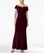 Calvin Klein Notched Off-the-shoulder Gown