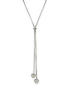 Charter Club Silver-tone Crystal & Imitation Pearl Lariat Necklace, 36 + 2 Extender, Created For Macy's
