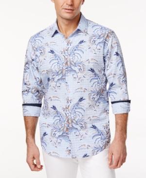 Tasso Elba Men's Mondello Floral Grid-pattern Cotton Shirt, Only At Macy's