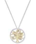 Diamond Two-tone Tree Of Life Pendant Necklace (1/10 Ct. T.w.) In Sterling Silver