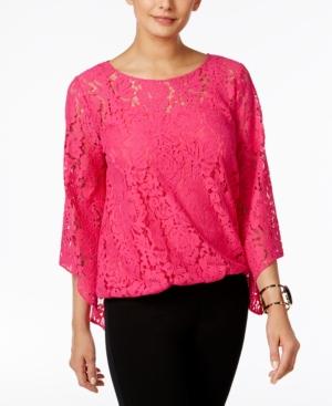 Alfani Petite Lace Bubble Top, Created For Macy's
