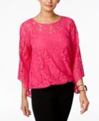 Alfani Petite Lace Bubble Top, Created For Macy's