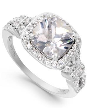 B. Brilliant Cubic Zirconia Cushion-cut Ring In Sterling Silver (3-3/8 Ct. T.w.)