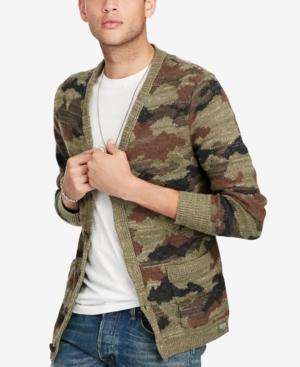 Denim & Supply Ralph Lauren Men's Camo Cotton V-neck Cardigan
