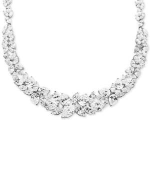 Cubic Zirconia Cluster 16 Collar Necklace In Sterling Silver