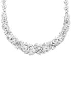 Cubic Zirconia Cluster 16 Collar Necklace In Sterling Silver