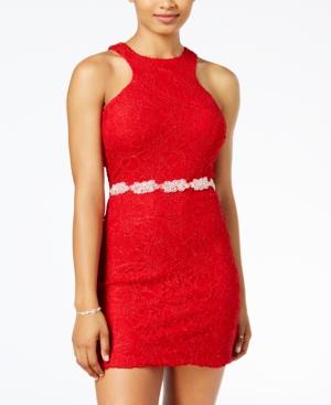 City Studios Juniors' Beaded Glitter-lace Dress