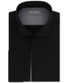 Calvin Klein Men's Extra-slim Fit Stretch Reflective Black Solid French Cuff Dress Shirt