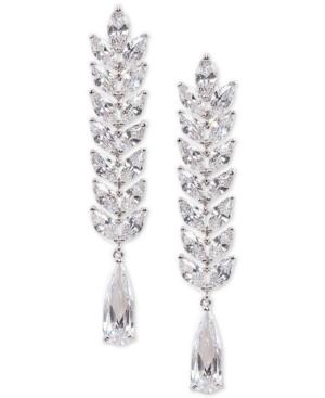 Nina Silver-tone Cubic Zirconia Linear Drop Earrings