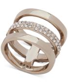 Dkny Gold-tone Pave Triple Row Ring