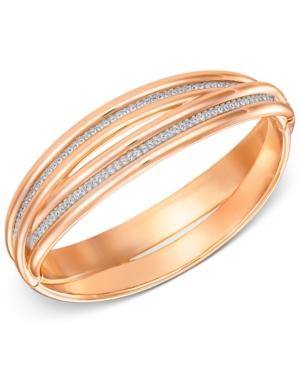 Swarovski Rose Gold-tone Interlocking Pave Crystal Bangle Bracelet