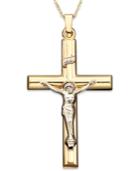14k Two-tone Gold Tube Crucifix Pendant