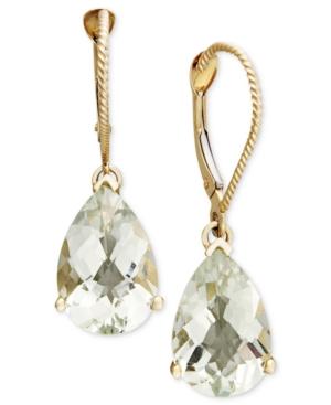 14k Gold Earrings, Green Quartz Pear Drop (5-1/2 Ct. T.w.)