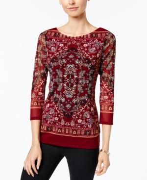 Charter Club Printed Mesh Top, Only At Macy's