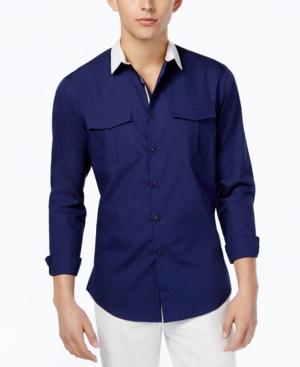 Inc International Concepts Men's Contrast-collar Shirt, Only At Macy's