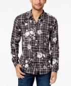 Guess Men's Mosh Floral-print Plaid Shirt