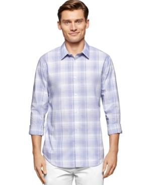 Calvin Klein Men's Cool Tech Plaid Dobby Shirt