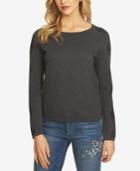Cece Cotton Printed-sleeve Sweater