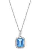 Blue Topaz (4 Ct. T.w.) And Diamond (1/4 Ct. T.w.) Pendant Necklace In 14k White Gold