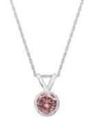14k White Gold Necklace, Pink Diamond Bezel Pendant (1/4 Ct. T.w.)