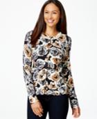 Charter Club Embellished Rose-print Cardigan, Only At Macy's